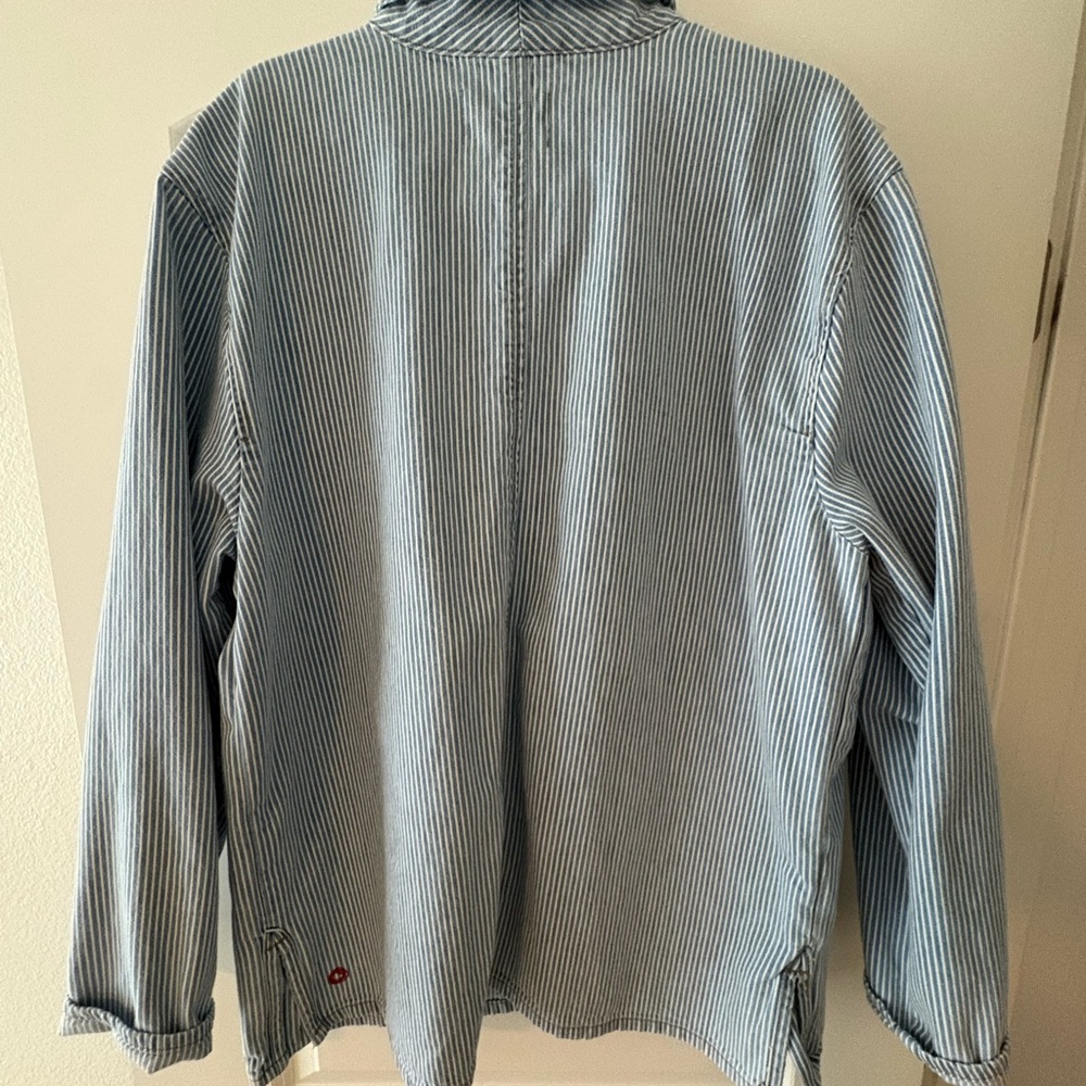 Men's Blue Striped Shirt Jacket - Picture 3 of 8